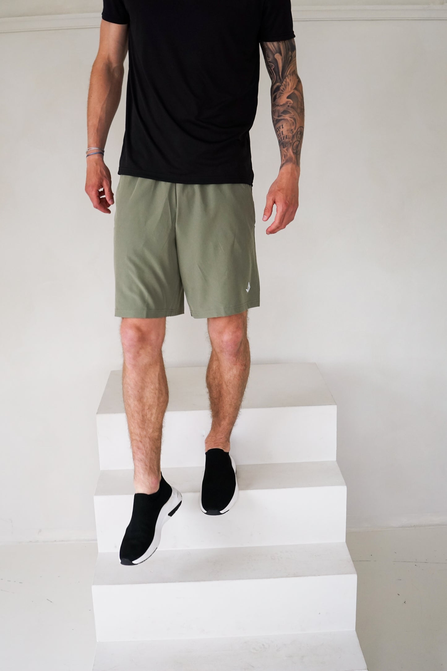 JUSS7 Performance Sportshort Heren – Sneldrogend – Voor Padel, Tennis & Voetbal – Met Steekzakken – Legergroen