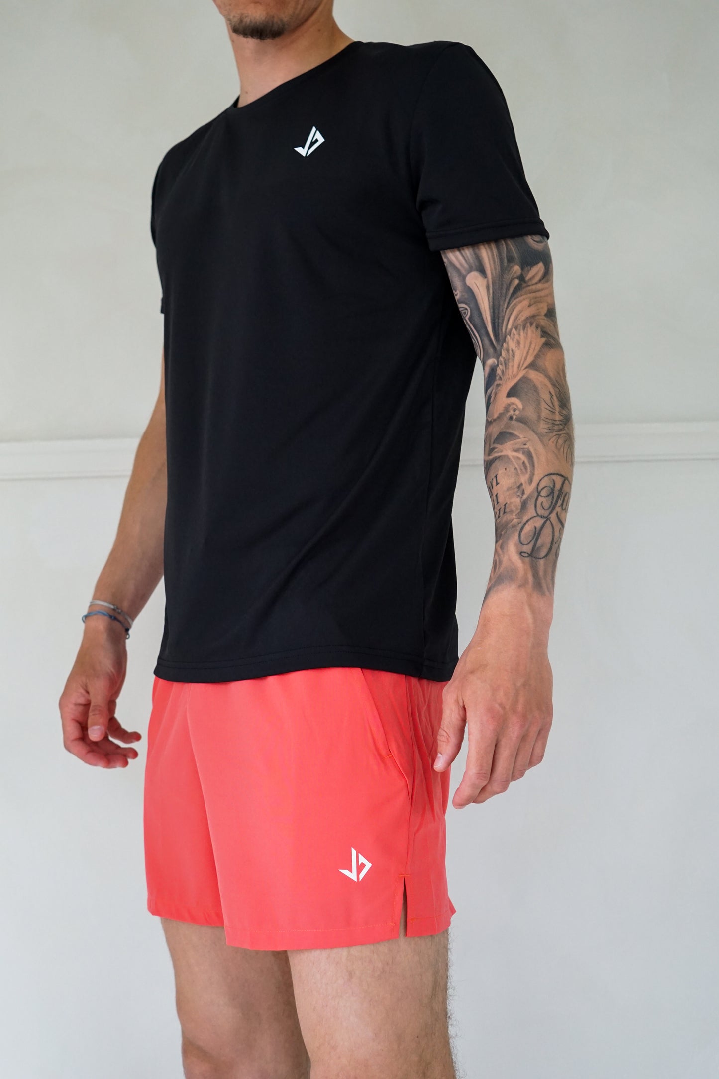 JUSS7 Duo-Tech Performance Set - Black & Coral Set w/ Short