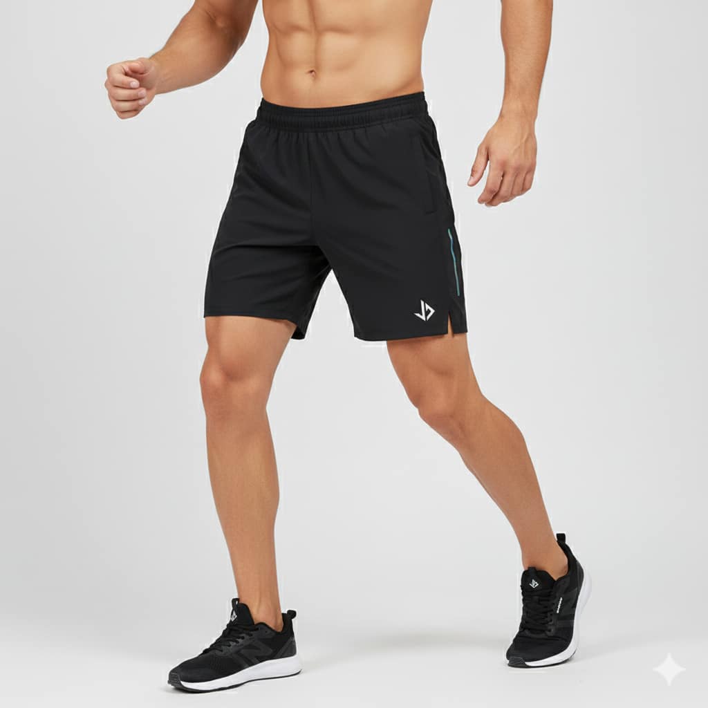 Zwarte lichtgewicht sportbroek voor heren met ritszakken van JUSS7