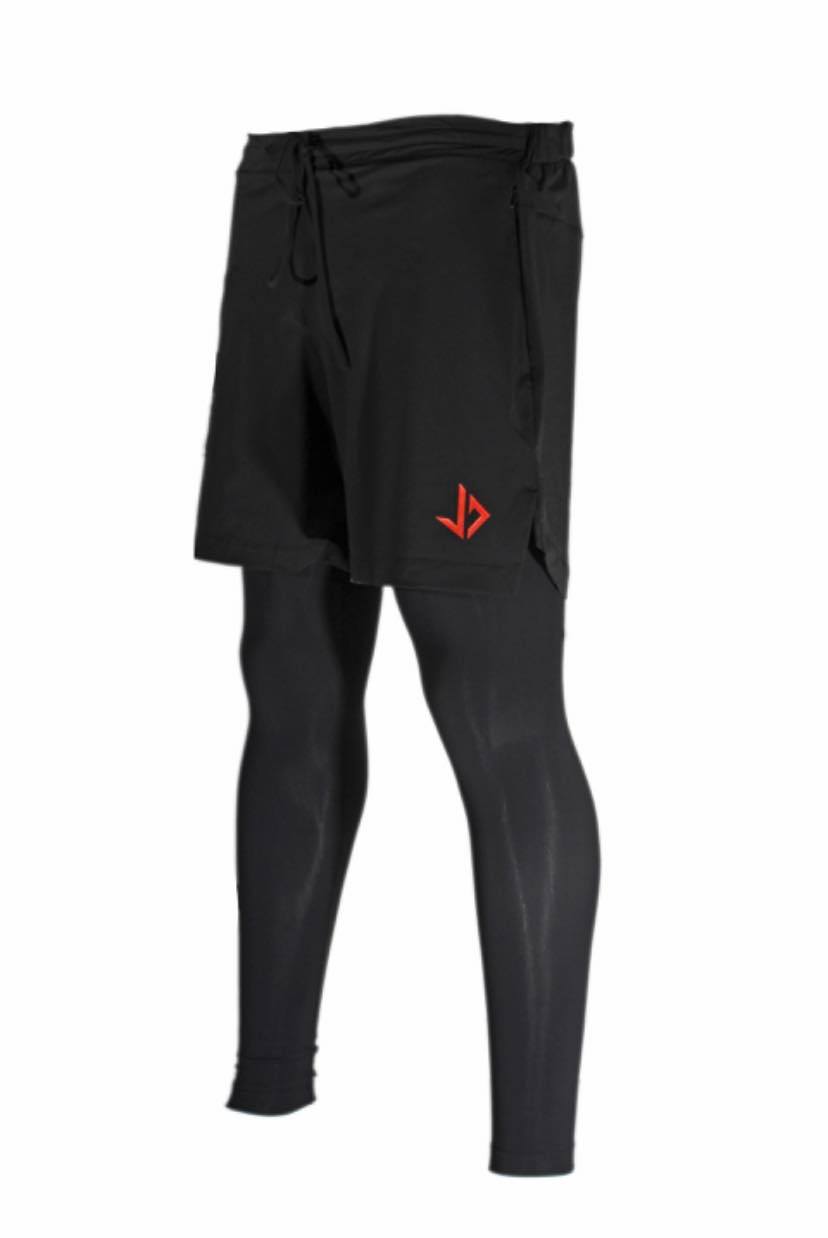 2IN1 SECOND SKIN SPORT SHORT EXTRA LONG - BLACK