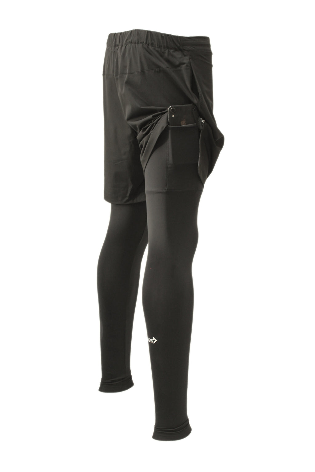 2IN1 SECOND SKIN SPORT SHORT EXTRA LONG - BLACK