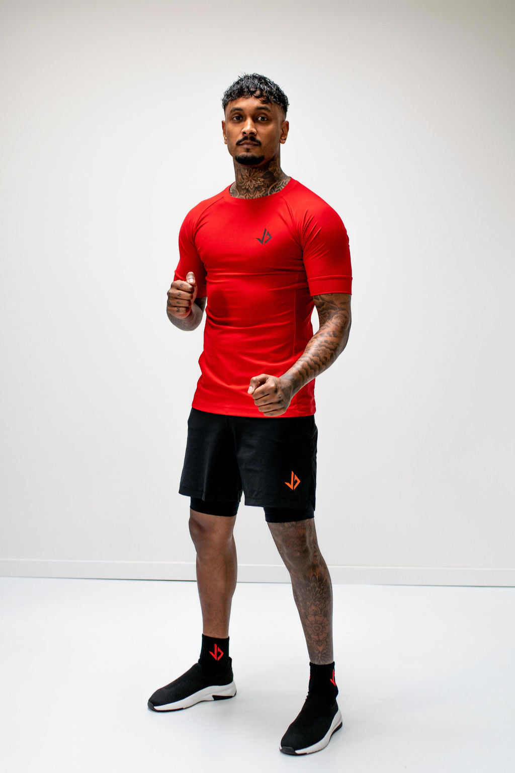 Zwarte 2-in-1 heren hardloopbroek met binnenbroek en telefoonzak JUSS7 Sportswear