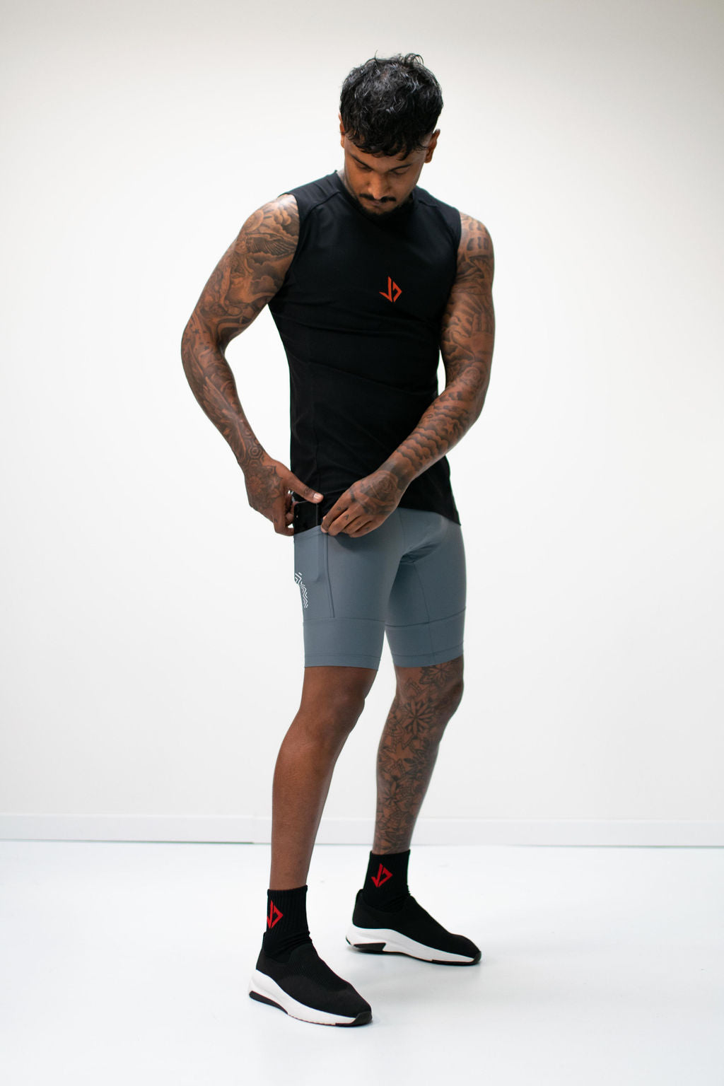 RUN & SLIDE HARDLOOPBROEK MET TELEFOONZAK - GREY