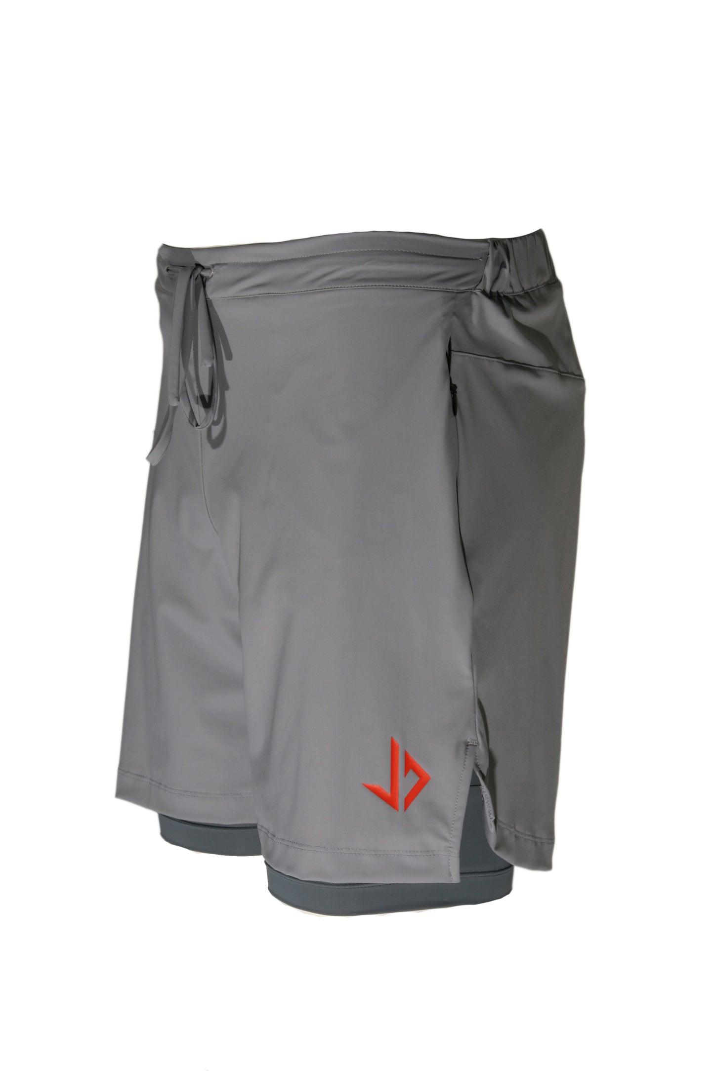 Grijze 2-in-1 heren hardloopbroek met binnenbroek en telefoonzak JUSS7 Sportswear