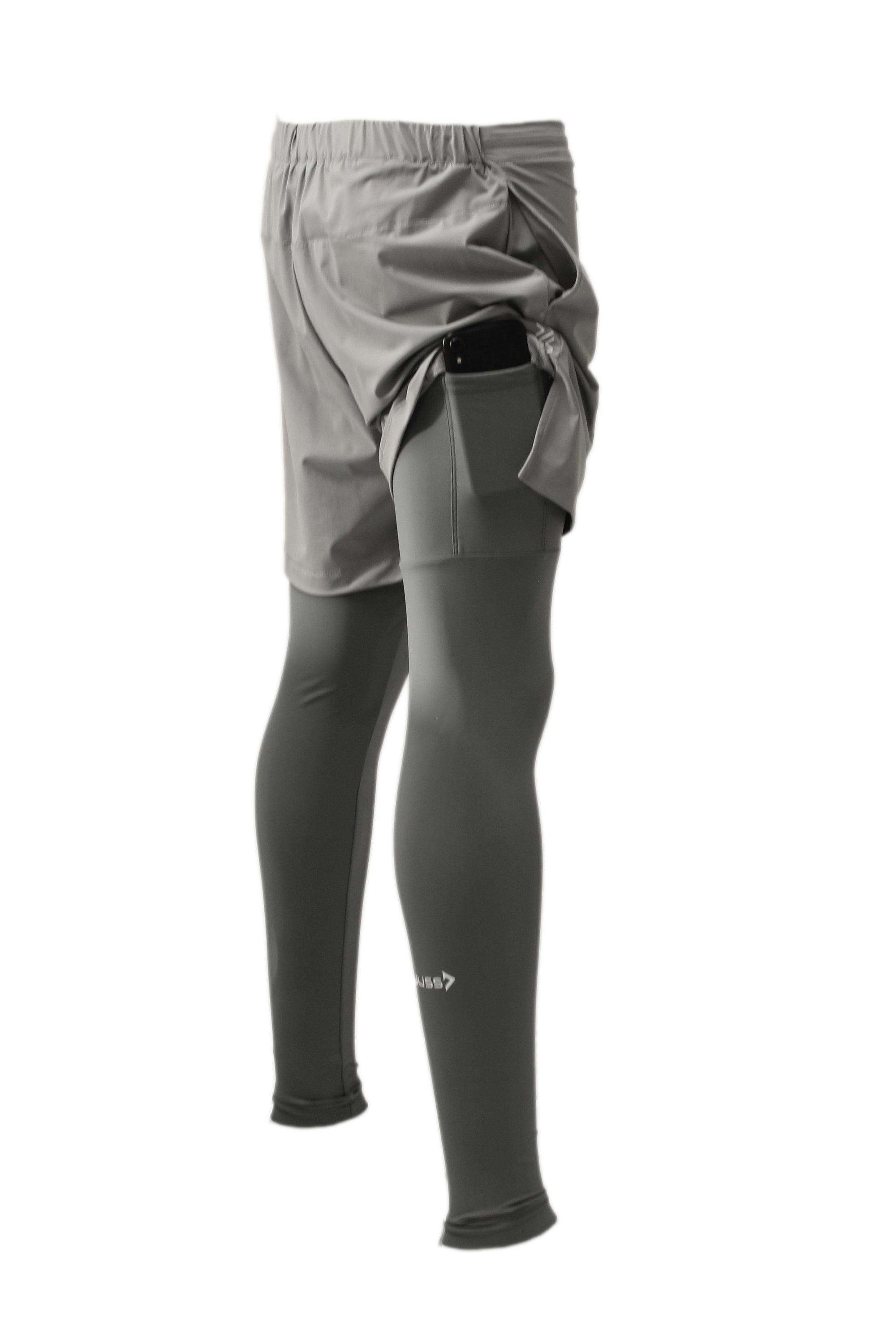 2IN1 SECOND SKIN SPORT SHORT EXTRA LONG - GREY